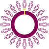 Outline of 20 figures around a circle with 2% of 1 person colored in green